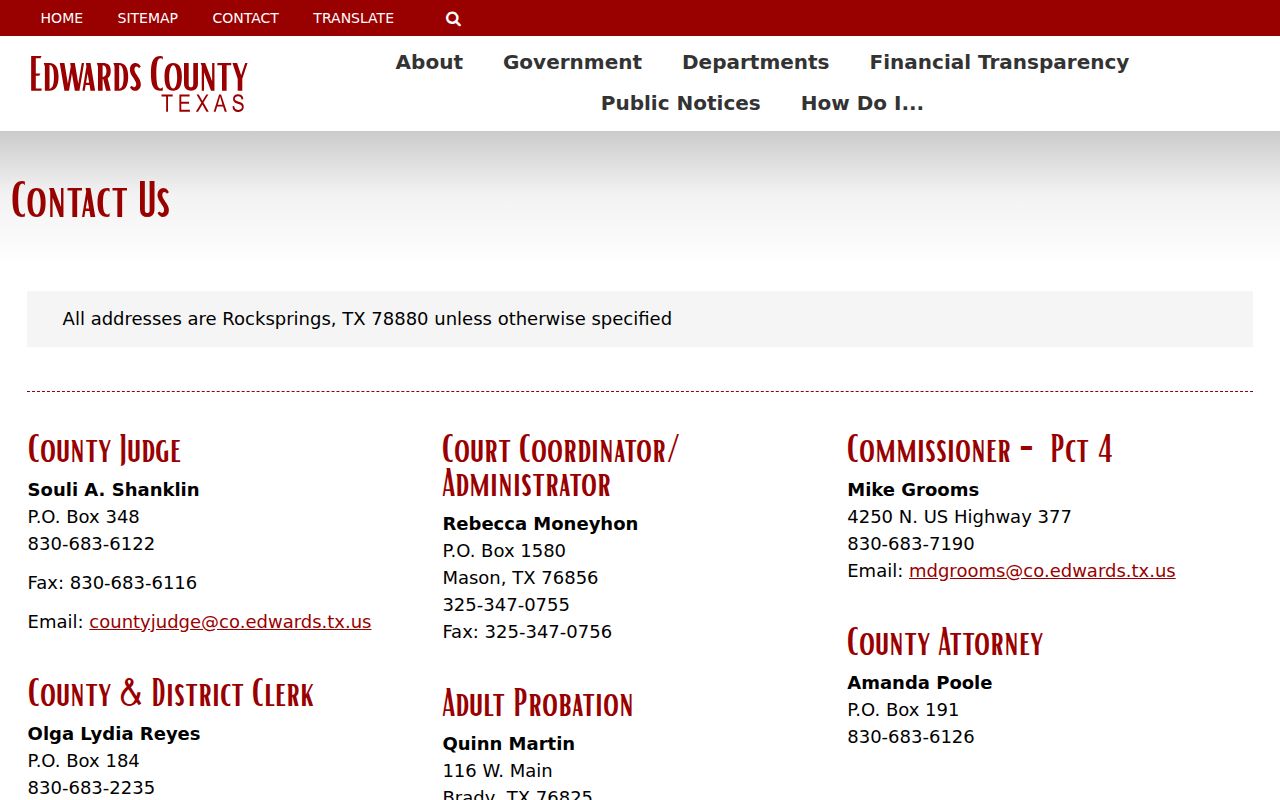 Edwards County criminal records office contact directory